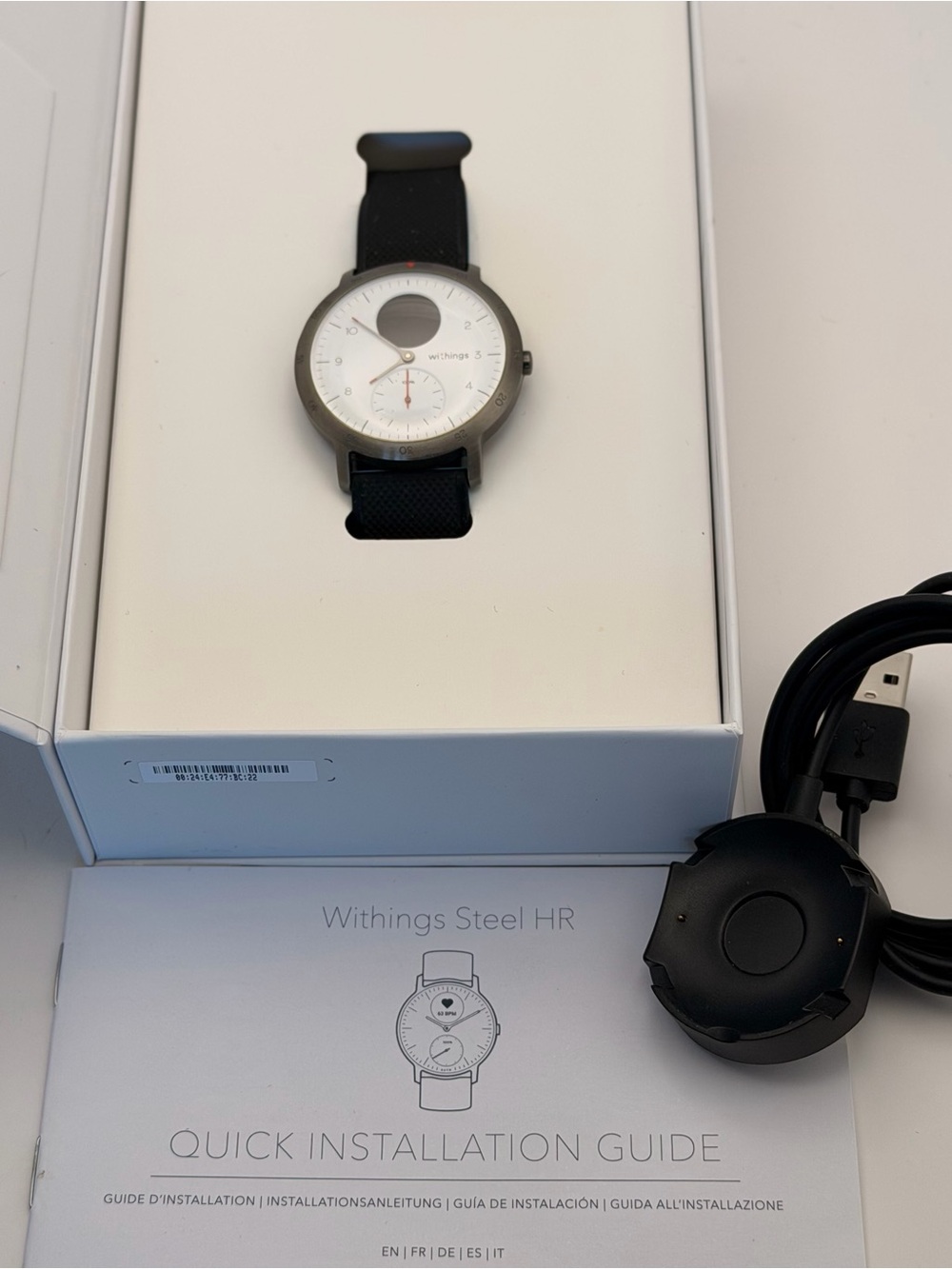 Withings Steel HR Sport, Full Set, Excellent, Box, Charger, Papers, New band
